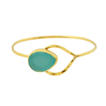 Bangle brass goldplated, aquachalcedony